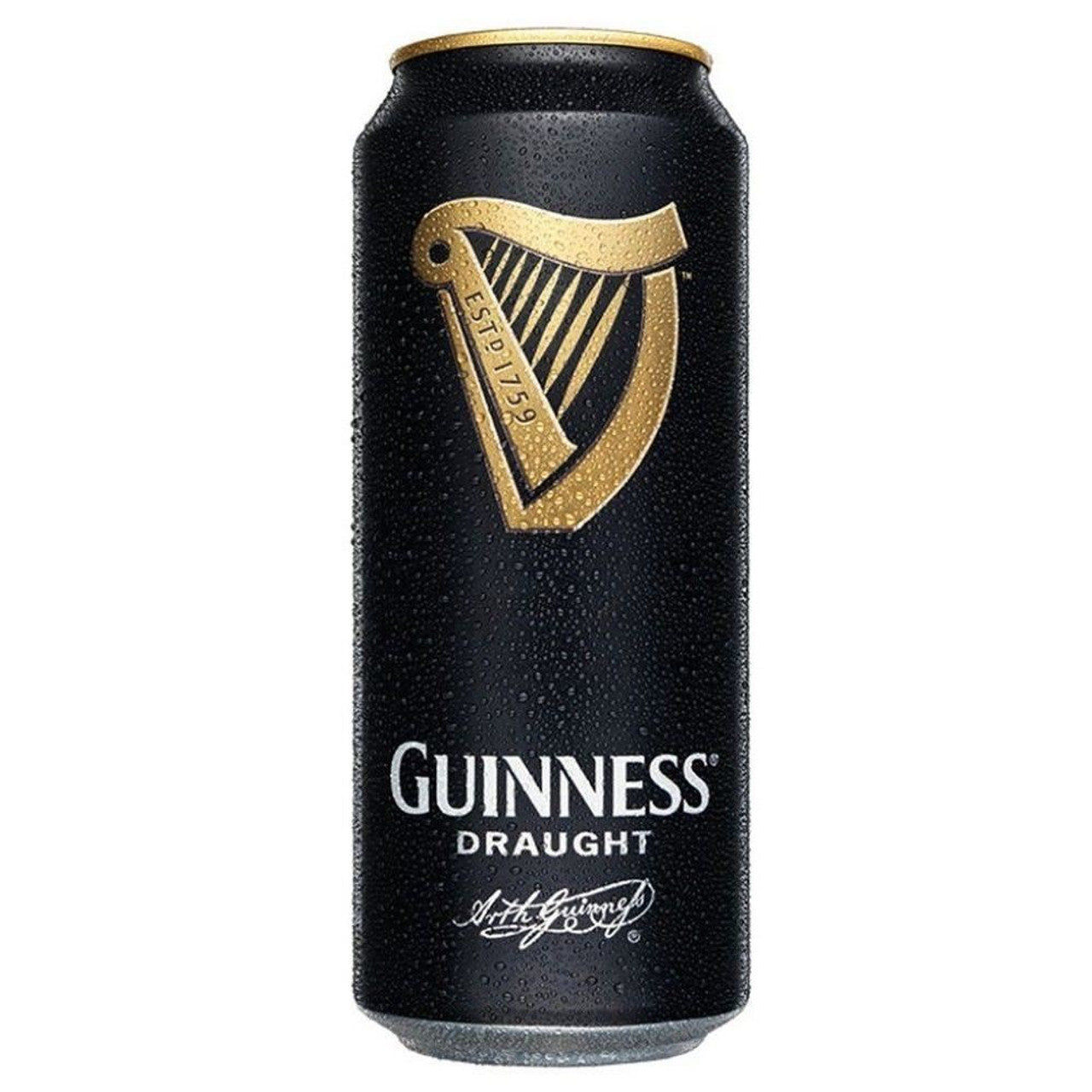 Guinness Can with harp logo and black design.