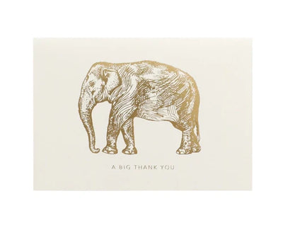 A Big Thank You Elephant Gold Foil Notecard
