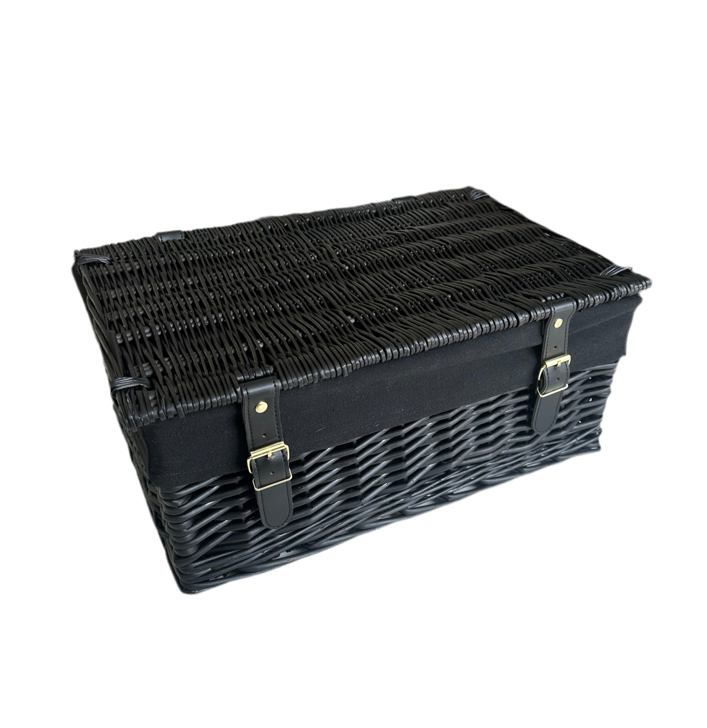 Black wicker hamper with lining 18’’