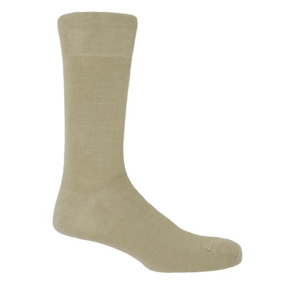 Men's soft cotton crew socks in solid beige colour