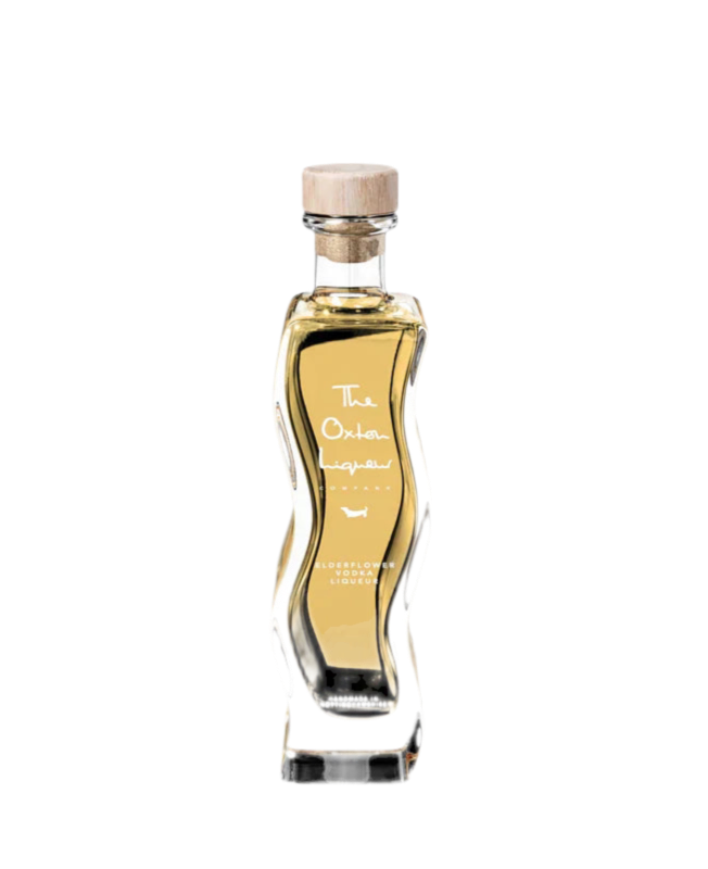 Oxton Liqueur Elderflower Gin Liqueur 100ml bottle with a distinctive aroma and elderflower flavor.