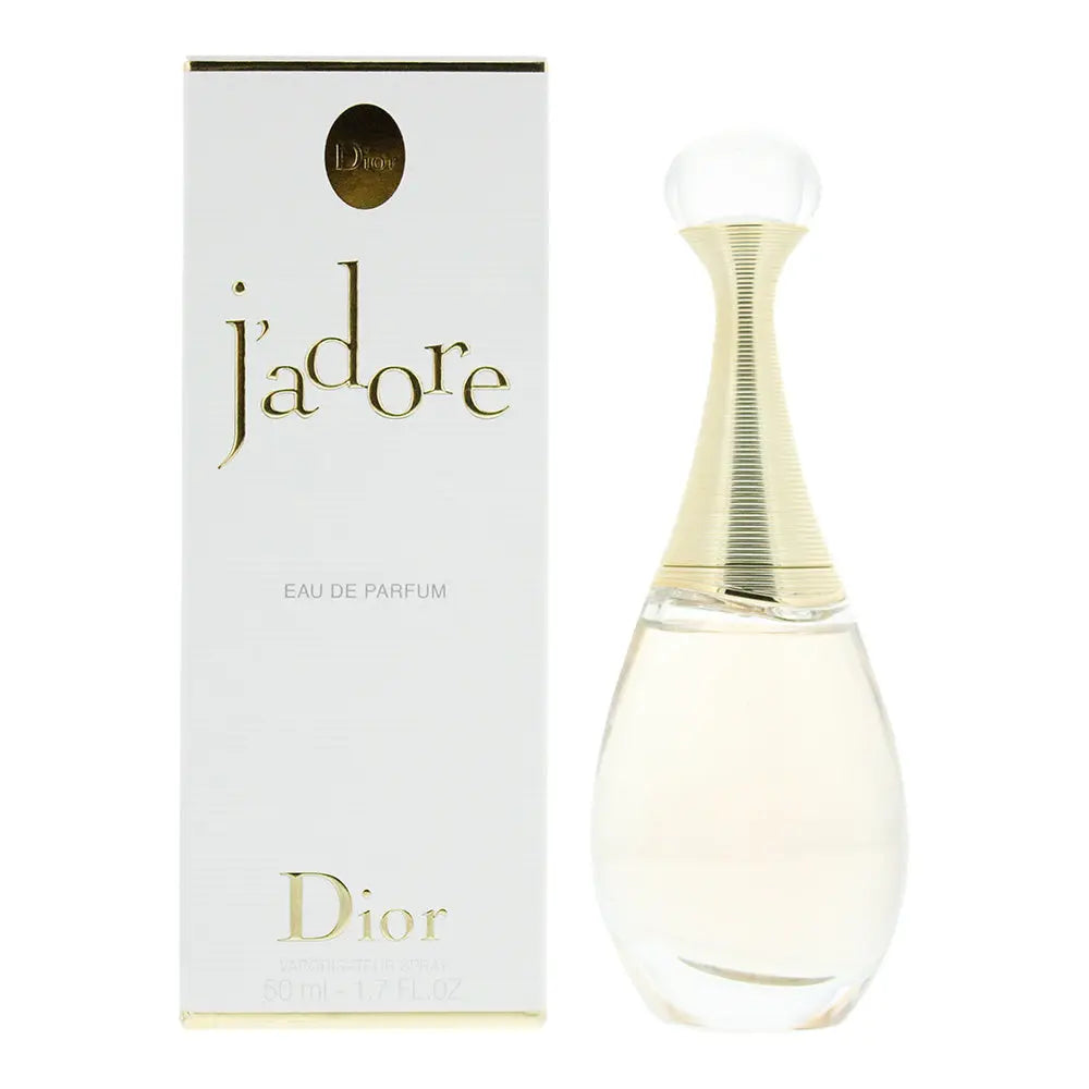 Dior J’adore 50ml EDP blends jasmine, rose, and ylang-ylang for a radiant, elegant floral scent.