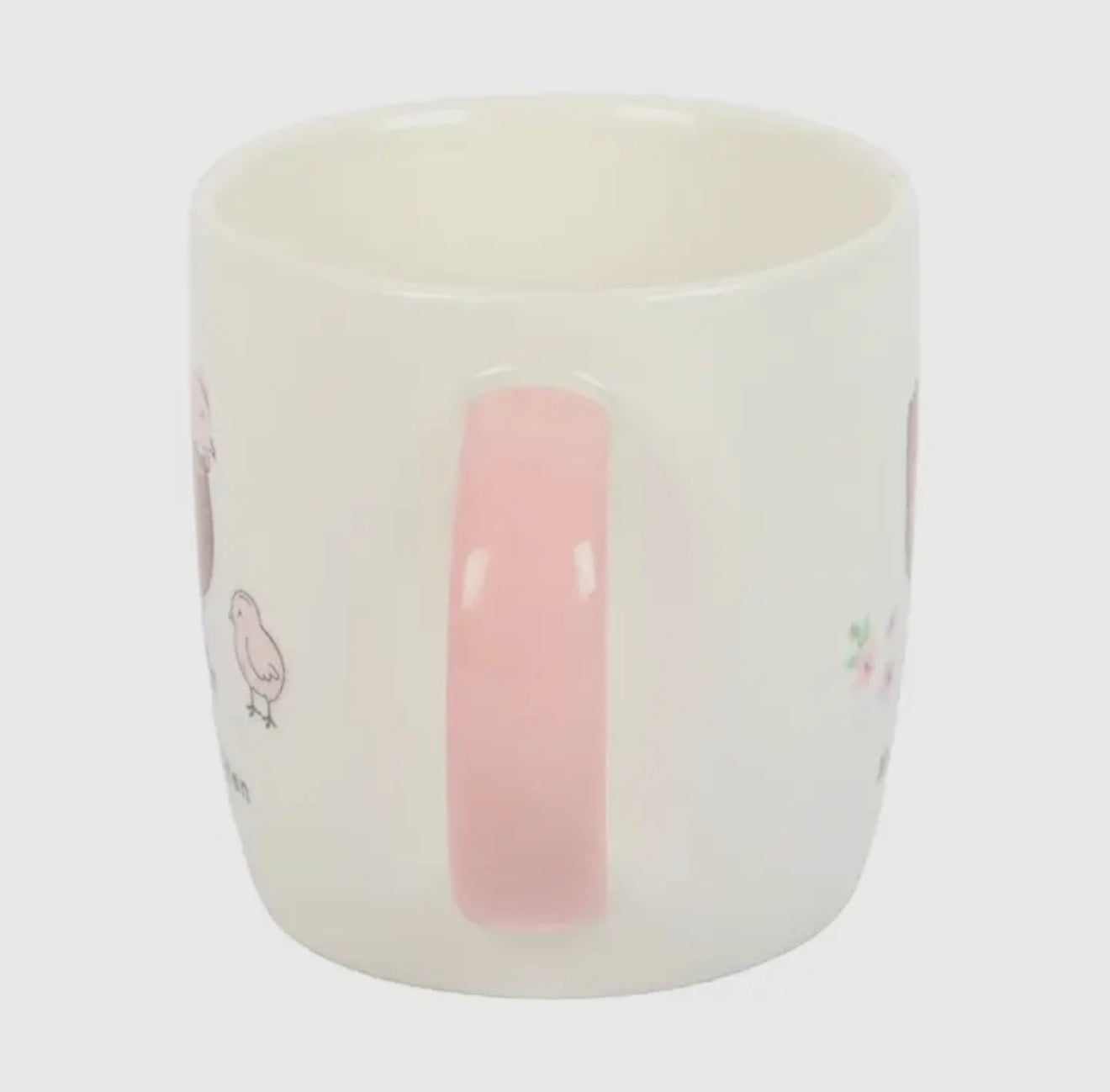 Mother Hen Mug with Pink Handle