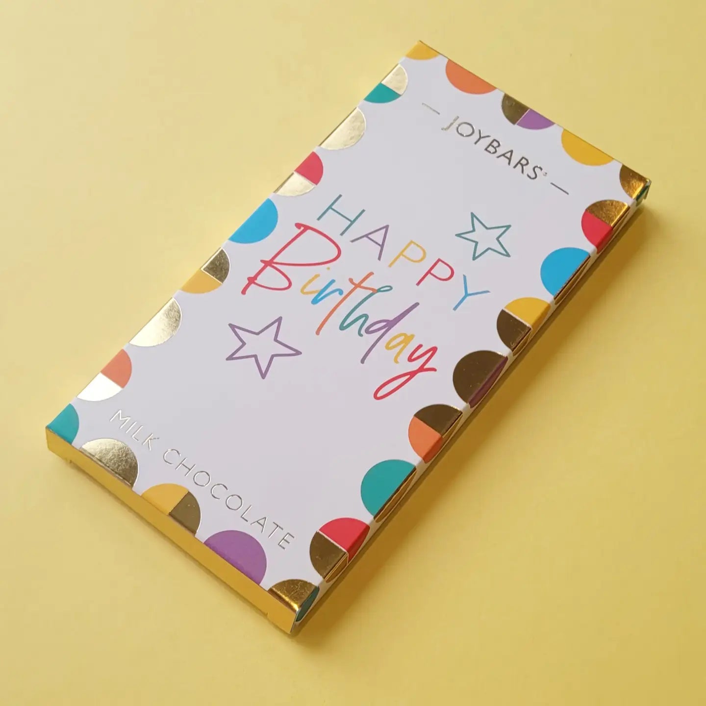 Happy Birthday milk chocolate bar – smooth, creamy chocolate with cheerful birthday-themed packaging, ideal for gifts or celebrations