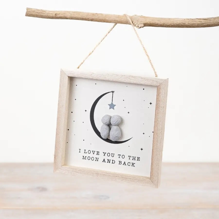 “I Love You to the Moon and Back” photo frame with sentimental design, ideal as a thoughtful gift or home décor accent.