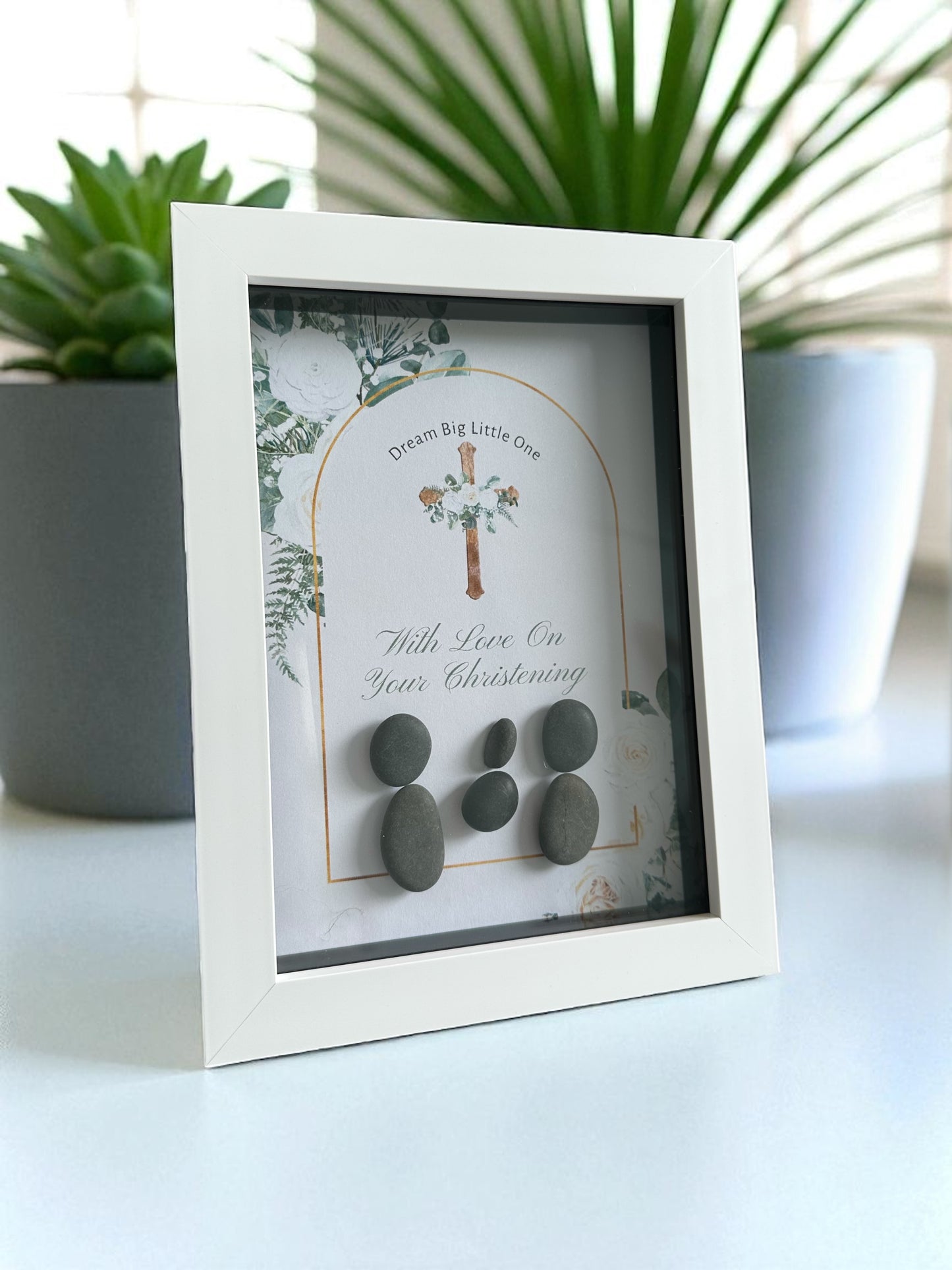 Attractive Christening Pebble Artwork Gift