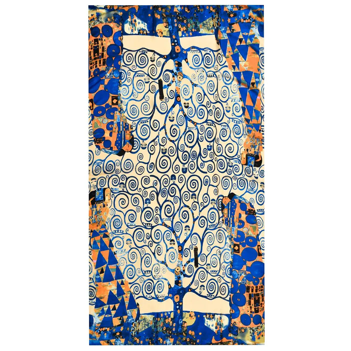 Klimt Impressionist Tree of Life silk scarf with vibrant art print design.