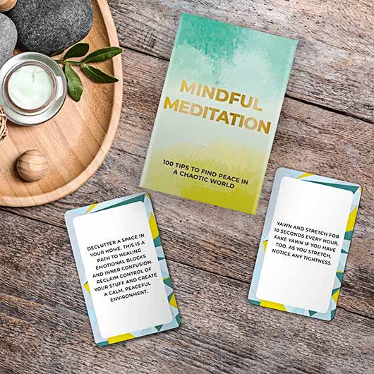 Calming Mindful Meditation Cards for relaxation and tranquility guidance.
