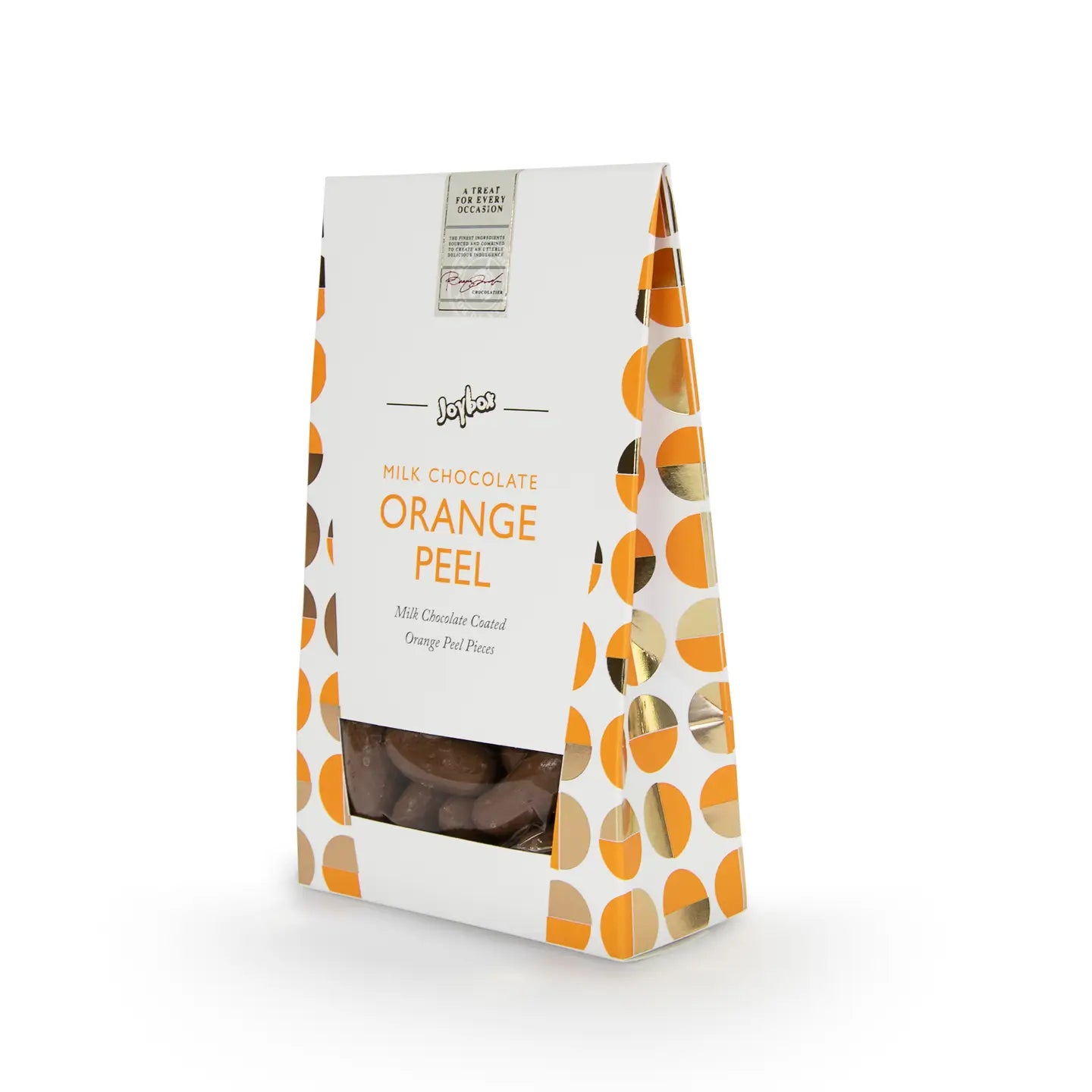 Joy Box’s Milk Chocolate Orange Peel: zesty orange peel coated in smooth milk chocolate.
