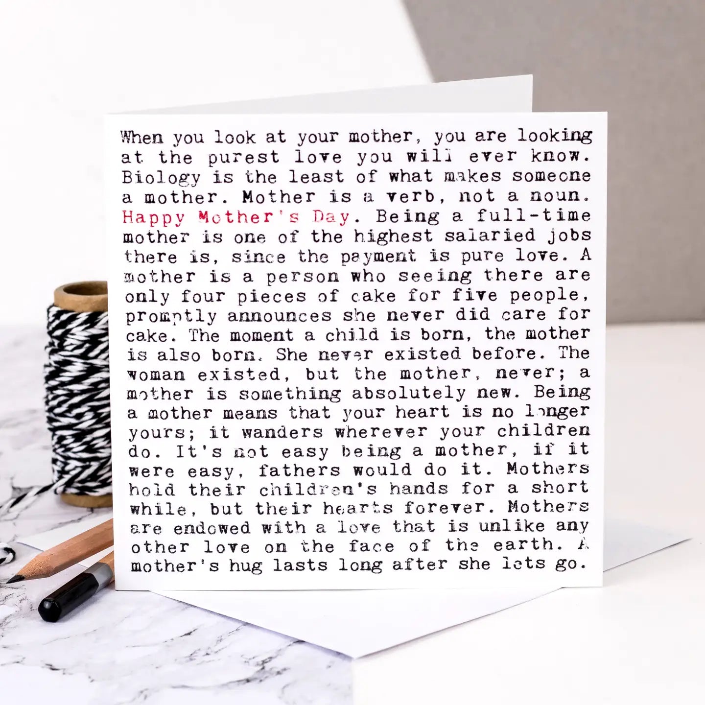 Mother's Day card with heartfelt quotes on a minimalist background.