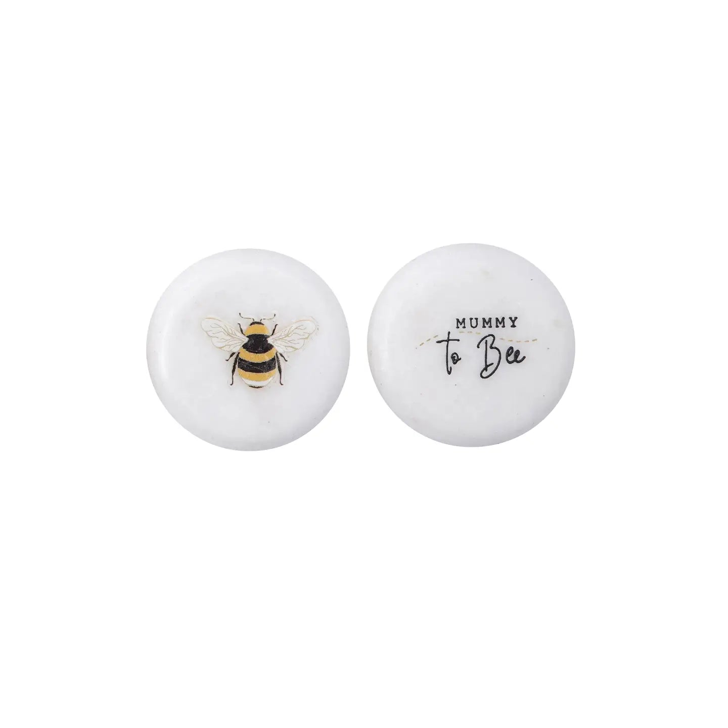 Mummy to Bee keepsake pebble with bee illustration on polished marble.