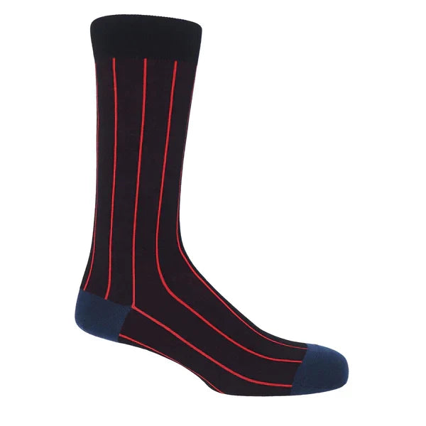 Men's premium quality luxury black pin striped socks made from Mercerised Egyptian cotton.