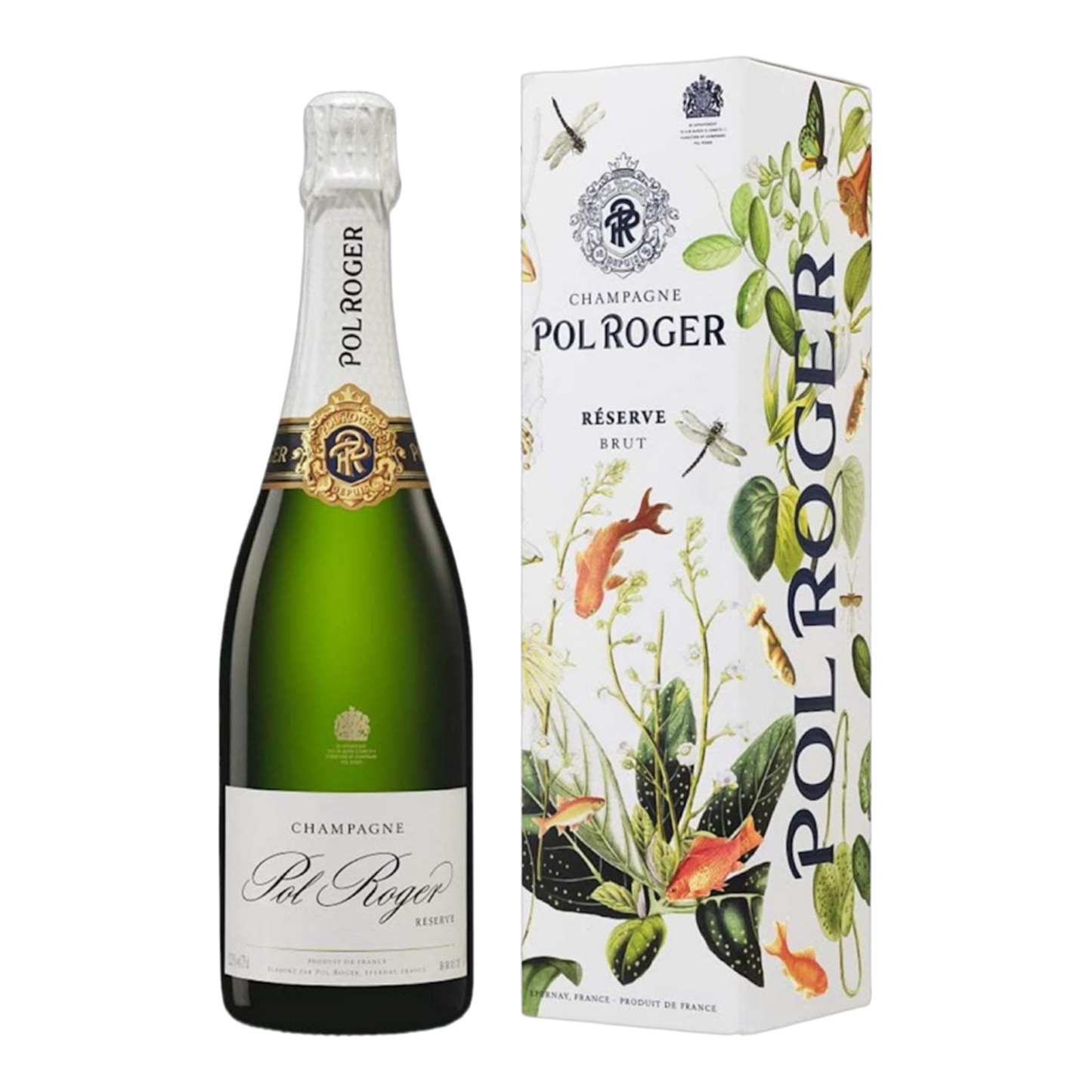 Bottle of Pol Roger Champage in bottle box