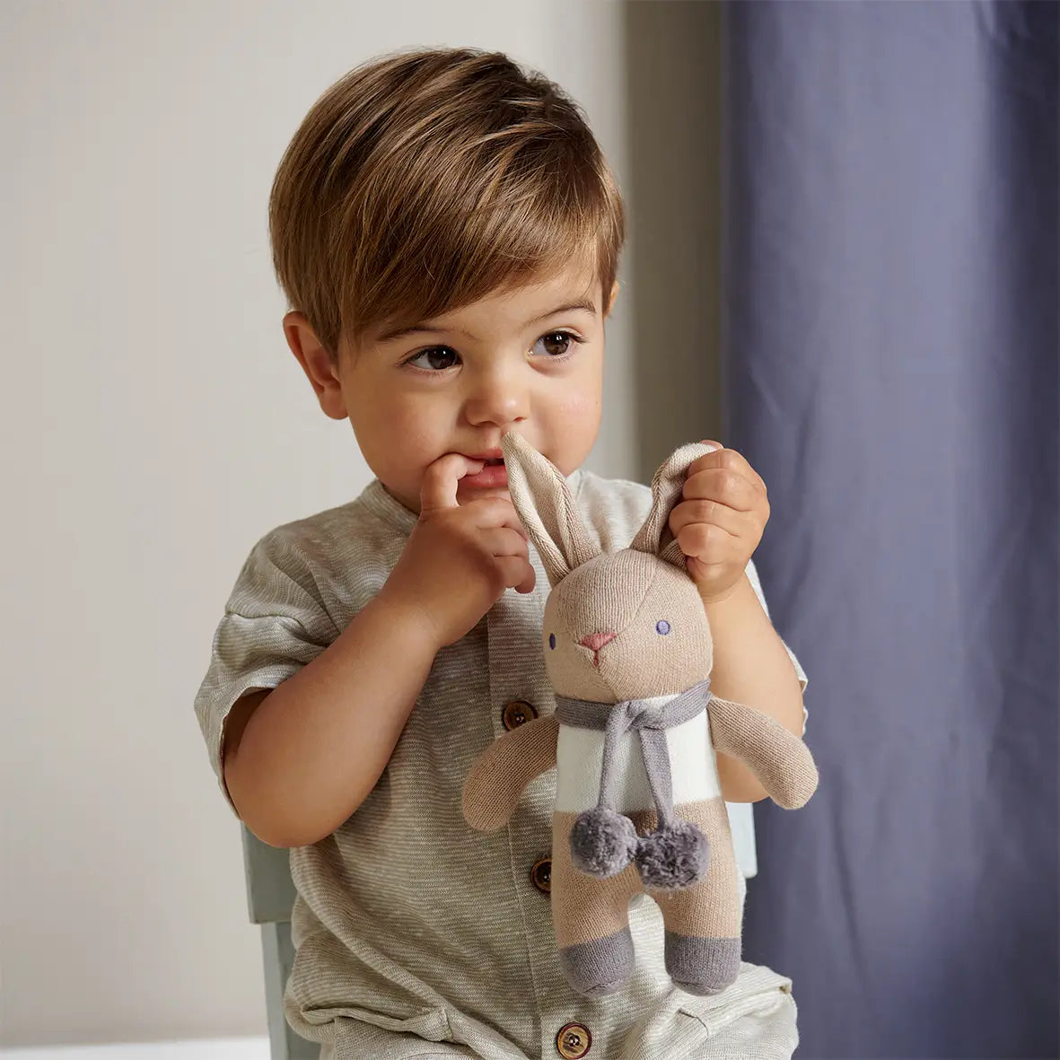 Soft bunny comforter and rattle set—perfect for soothing, snuggles, and sensory play.
