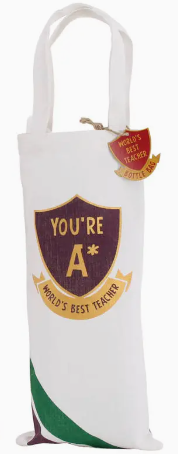 World Best Teacher 'You're A*' bottle bag, perfect gift for educators.