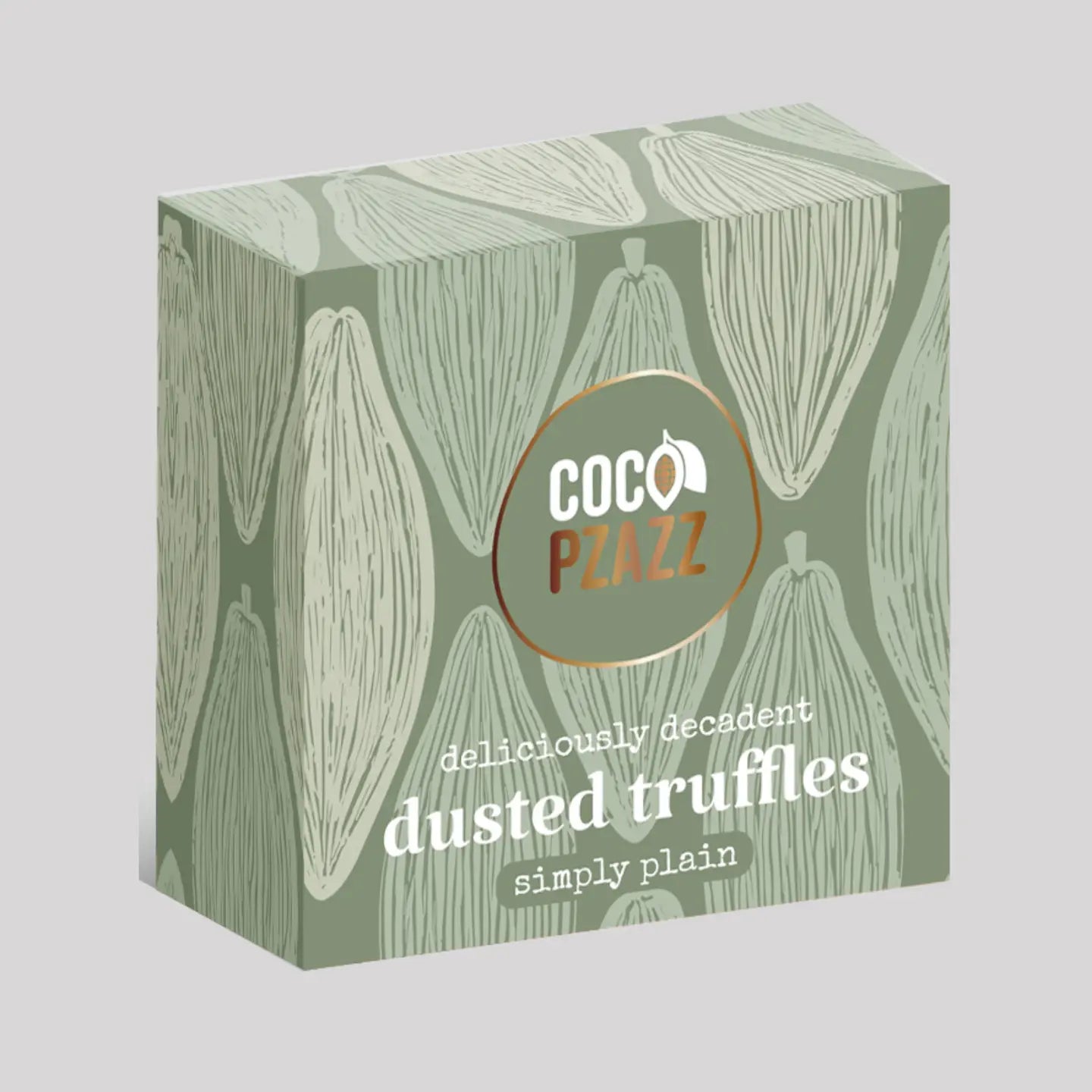 Simply Plain Dusted Truffles box with rich chocolate flavor and smooth texture.