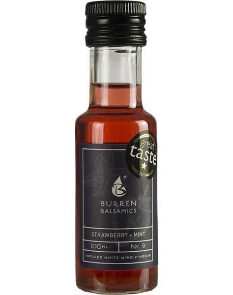 Strawberry and Mint infused balsamic vinegar bottle, 100ml.