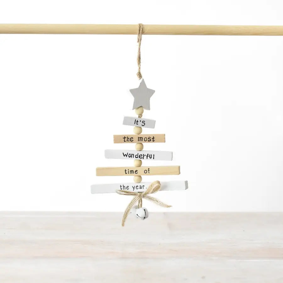 Wooden Christmas Tree Hanger ‘It’s the most wonderful time of the year’