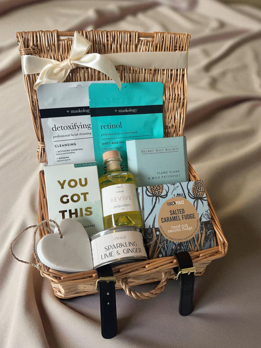 Relax, refresh & inspire with skincare, bath luxuries, a candle, fudge & uplifting keepsakes.