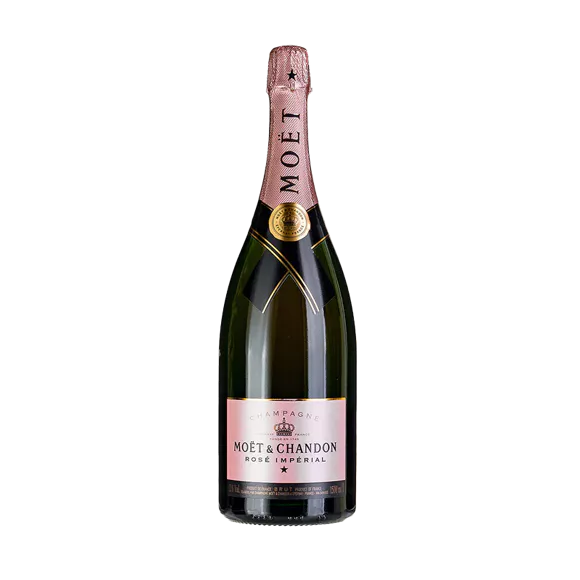 MOET & CHANDON Rosé Impérial champagne bottle with pink label and accents.