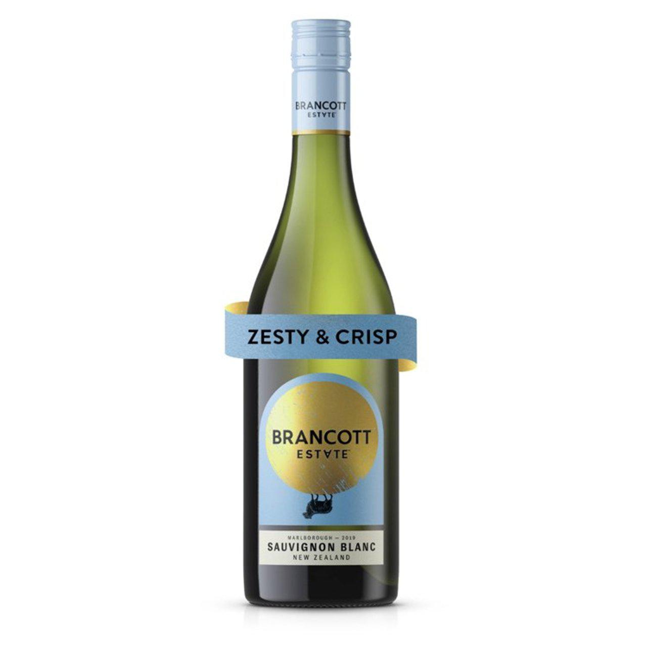Brancott Estate New Zealand Sauvignon Blanc bottle, 2020 Marlborough vintage.