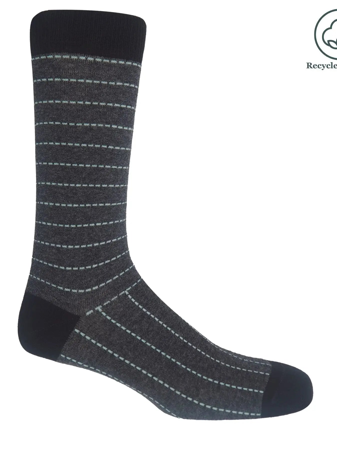 Peper Harrow Dash Men's Recycled Cotton Socks in dark grey with light stripe pattern.