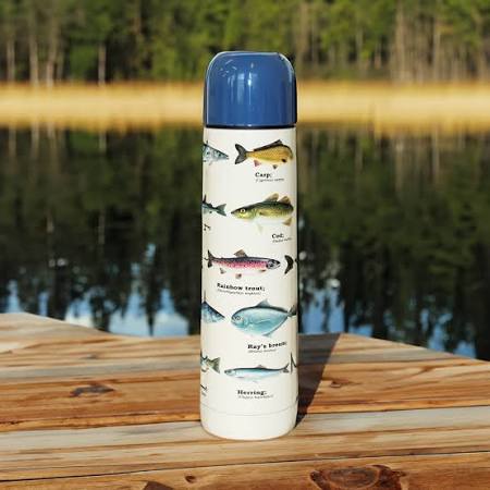 Fish Flask, 500ml vacuum flask with fish design, keeps drinks hot or cold.