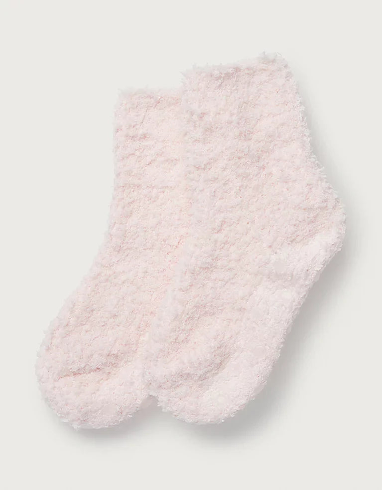 Super soft fluffy pink house socks, cozy and plush for warmth and comfort.