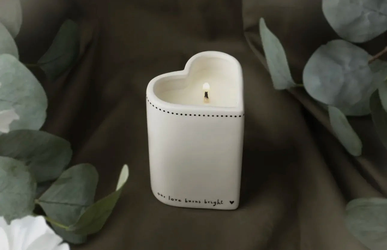 Heart-shaped vanilla candle from Send With Love.