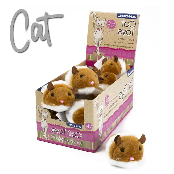 Jittery Mouse Cat Toy in a box, designed to entertain and stimulate your cat's hunting instincts.
