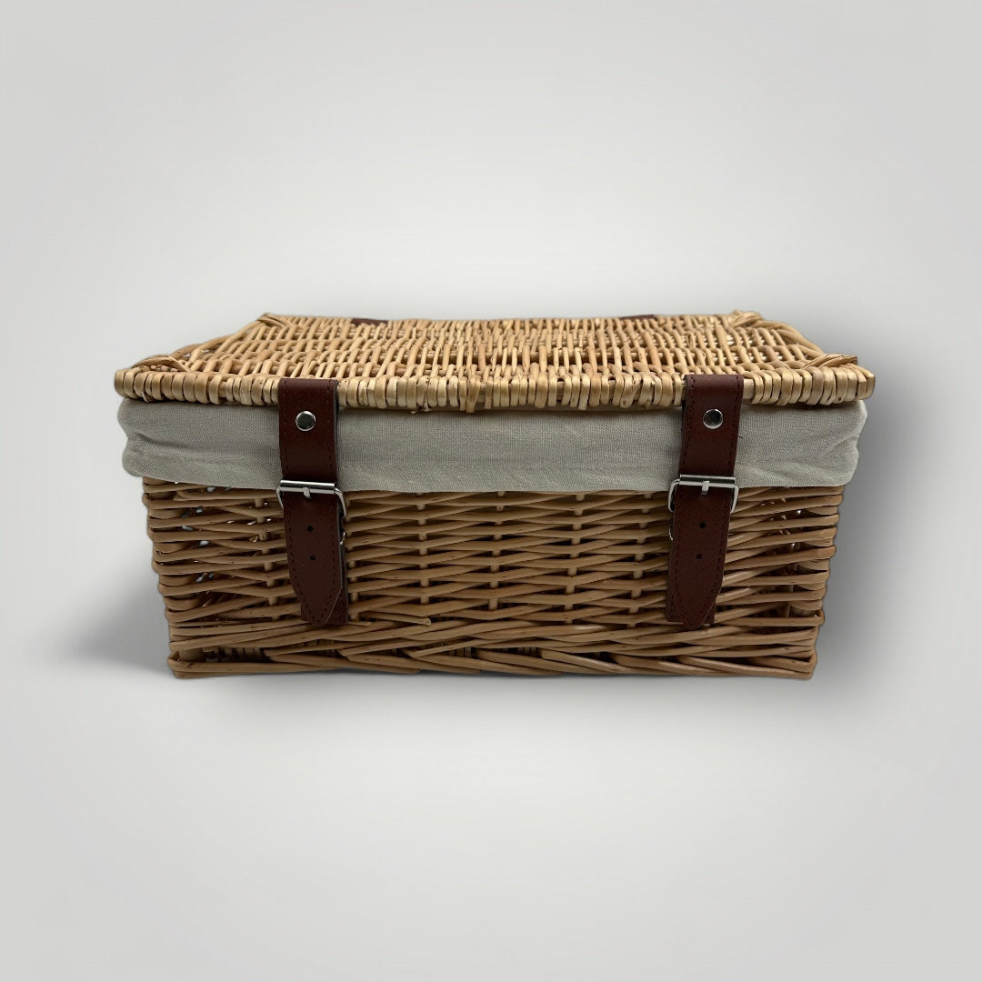 Natural Lined Wicker Hamper Brown Leather Straps