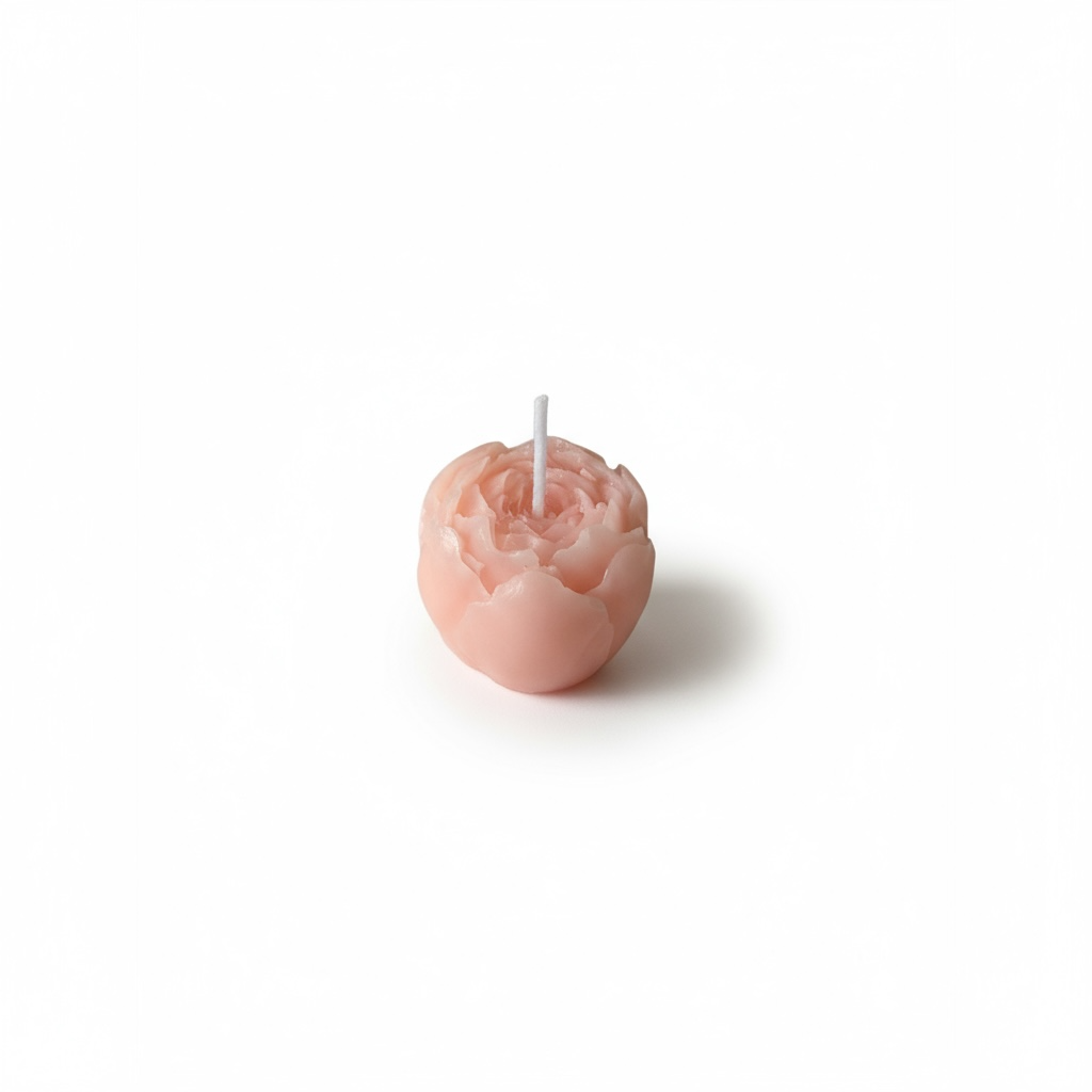 Mini blush pink peony-shaped scented candle – delicate floral design, perfect for weddings, hampers, gifts, or home décor.