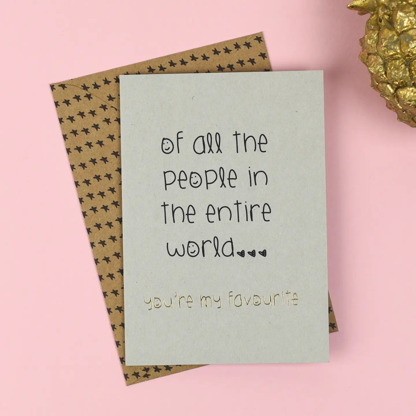 Of All The People In The World greetings card with star-adorned envelope.