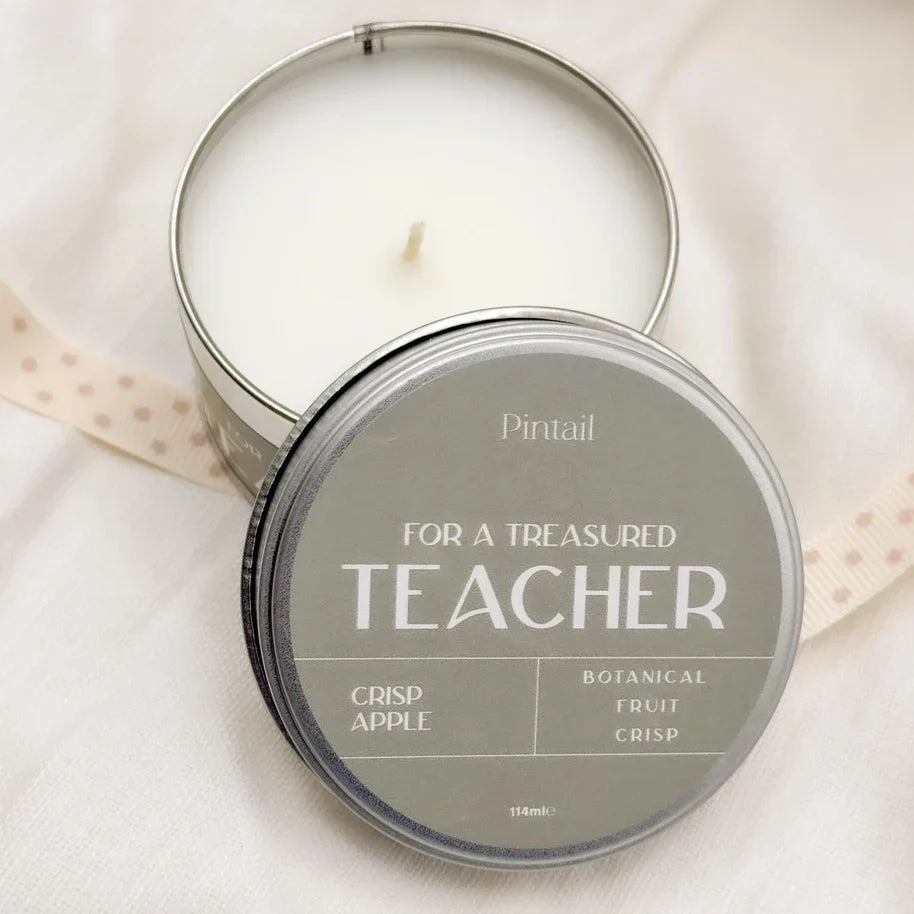 For A Treasured Teacher Candle with apple fragrance as a thank you gift.