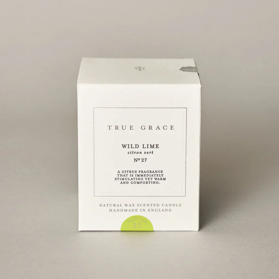 True Grace Village Classic Wild Lime Candle in printed glass, part of the Village Range.