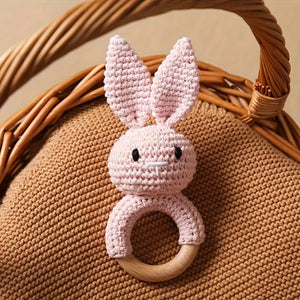 Crochet Rabbit Baby Rattle In Pink