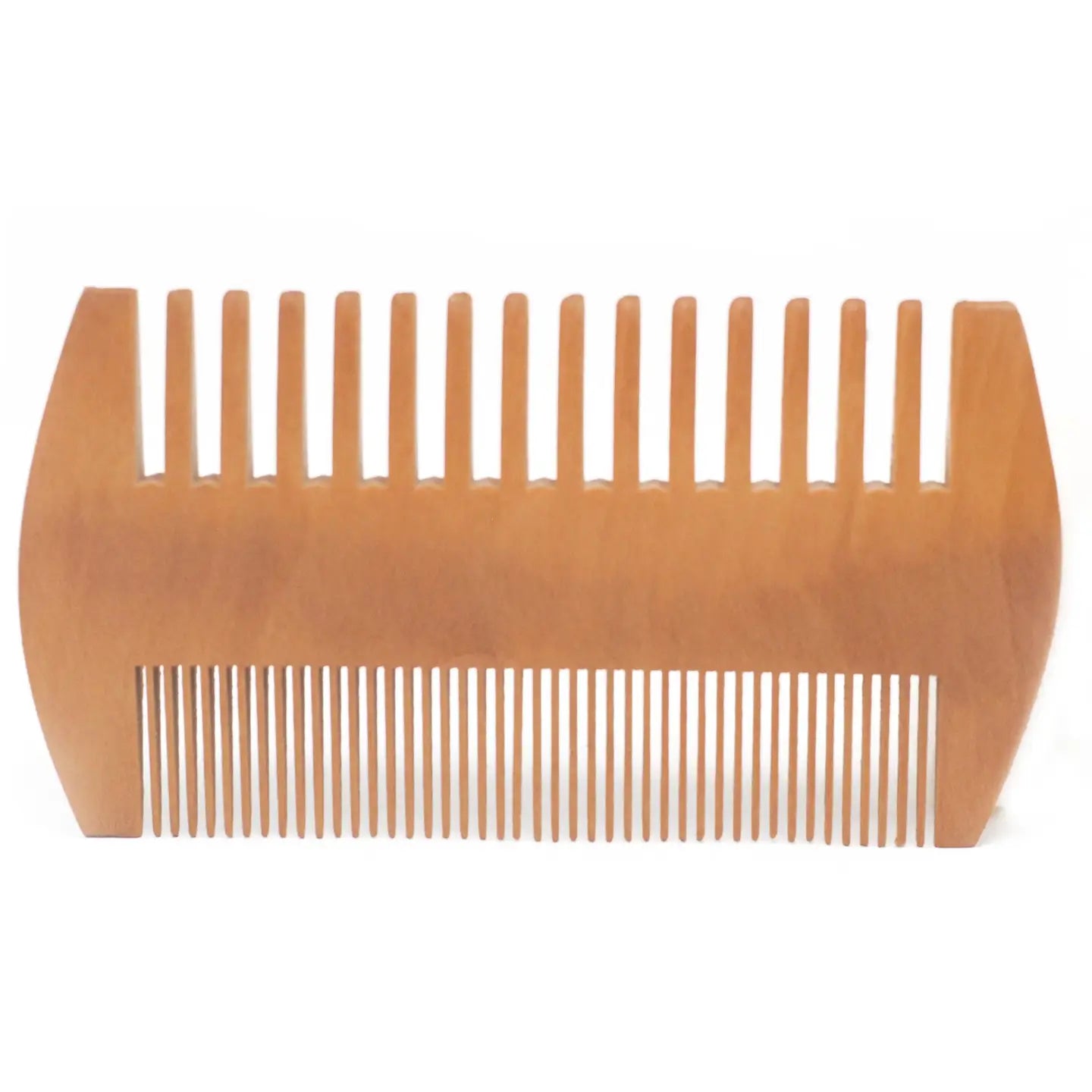 Two Sided Beard Comb made of wood with dual fine and wide teeth.
