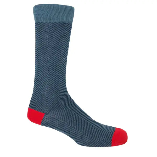 Peper Harrow Lux Taylor premium men's cotton socks with chevron pattern and red accents.