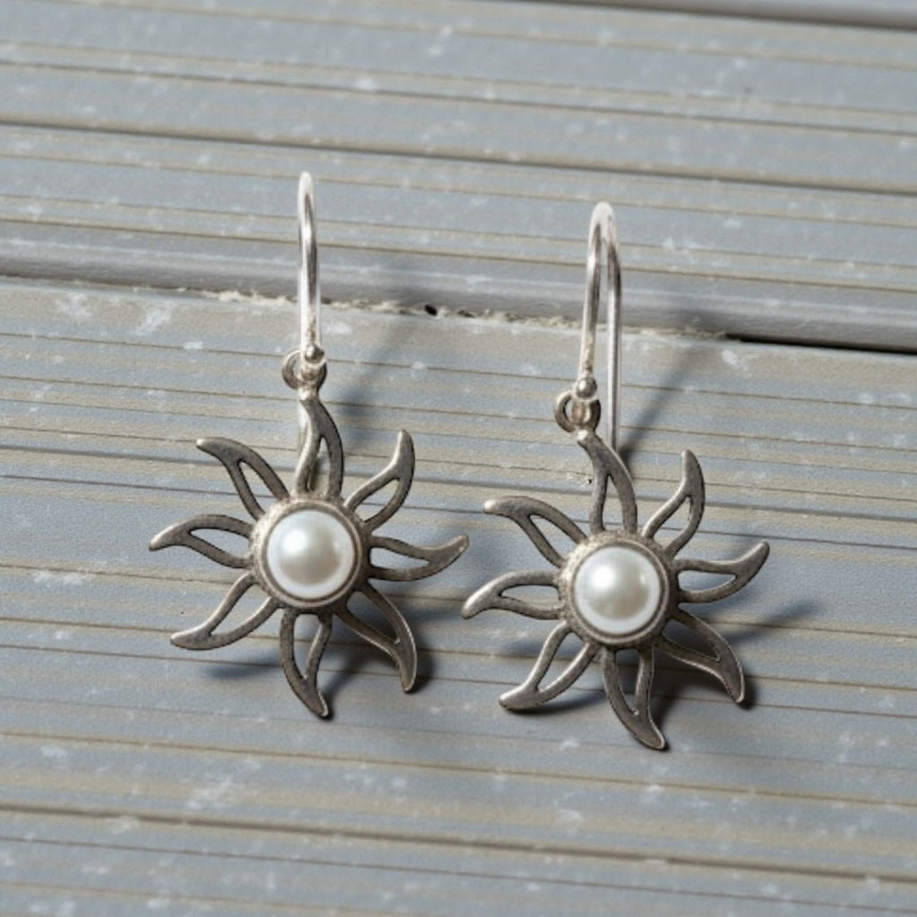 Sterling Silver Sun Earrings