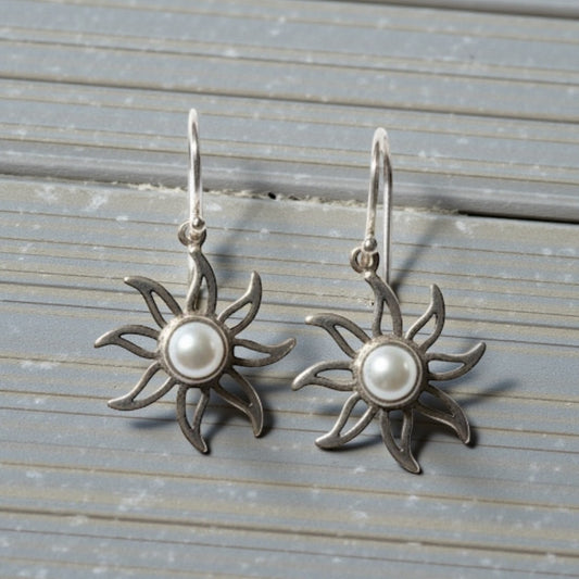 Sterling Silver Sun Earrings