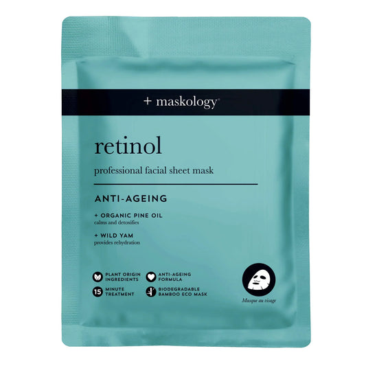Rejuvenating Retinol Professional Anti-Ageing Sheet Mask with Seaweed Kelp and Organic Pine Oil.