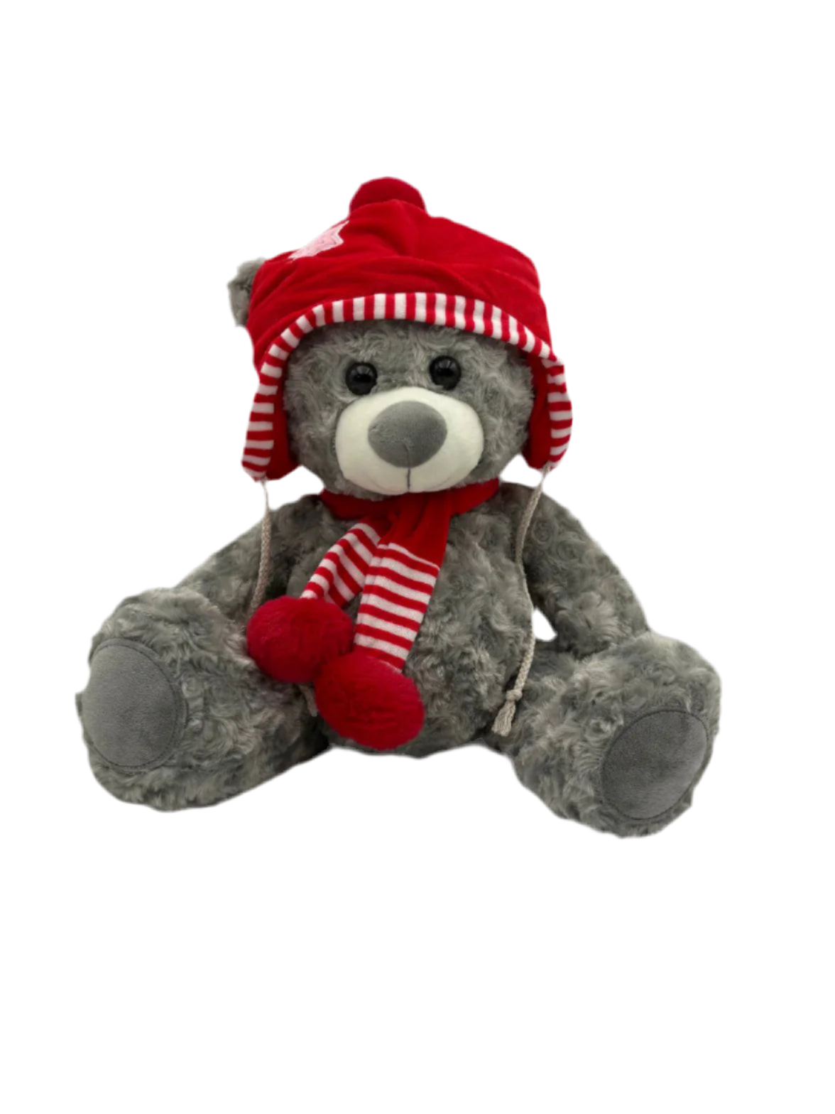 Huggable Large Bear | Grey With Red Hat
