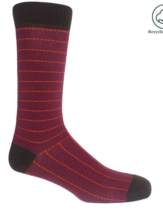 Peper Harrow Dash Men's Recycled Cotton Socks with alternating dash pattern in red and black.