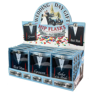 Attractive Stainless Steel Wedding Themed Hip Flask for the Groom