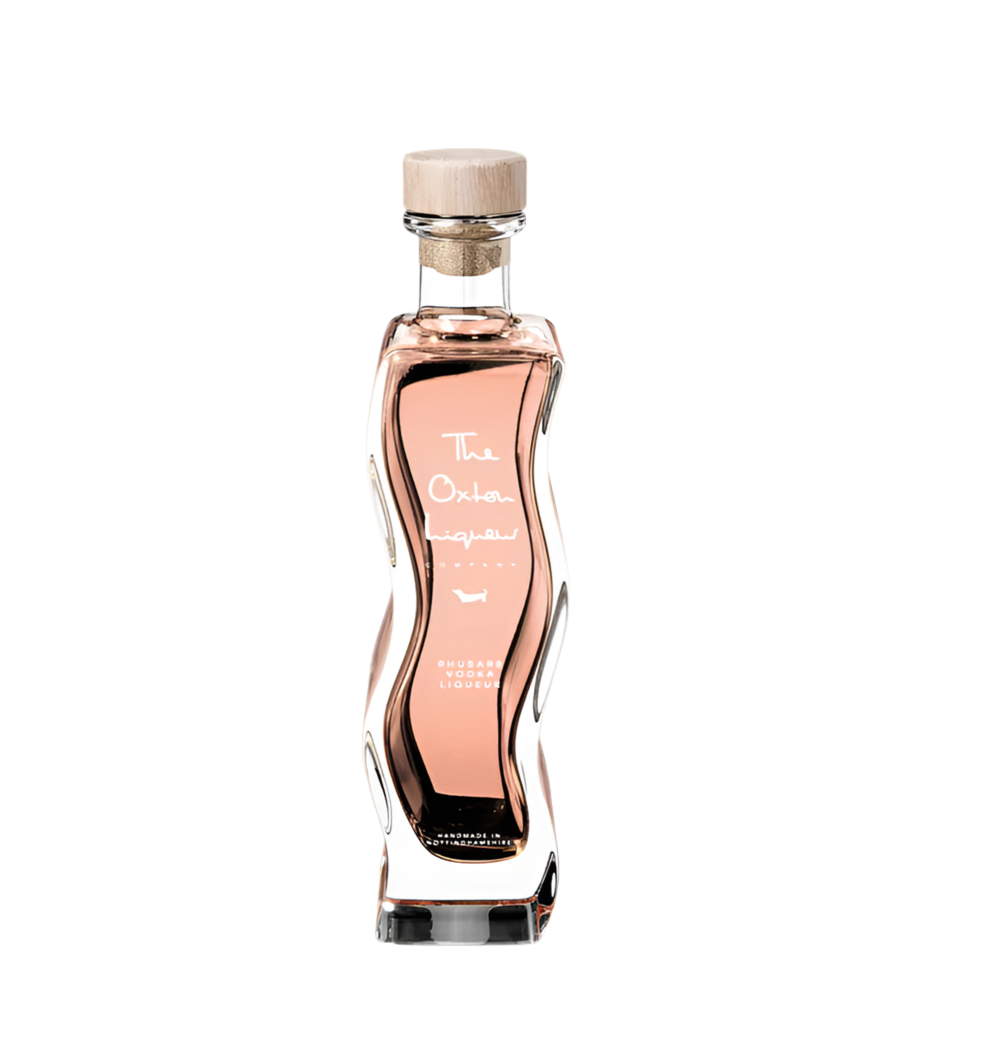 Oxton Liqueur Rhubarb Vodka Liqueur 100ml personalised glass bottle gift 