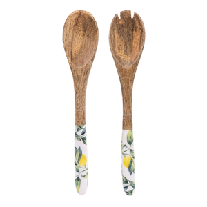Lemon Set of 2 Wooden Fork and Spoon