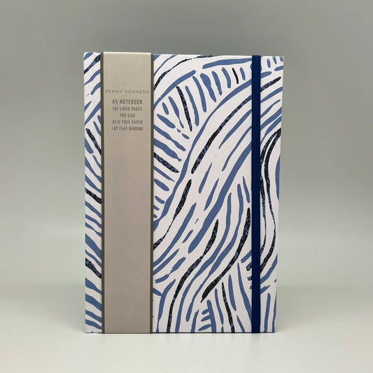 A5 hardcover journal featuring a Penny Kennedy print, 192 lined pages, elastic strap, and ribbon bookmark for stylish and practical note-taking.