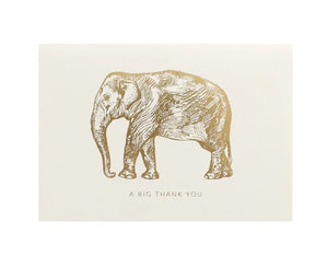 A Big Thank You Elephant Gold Foil Notecard