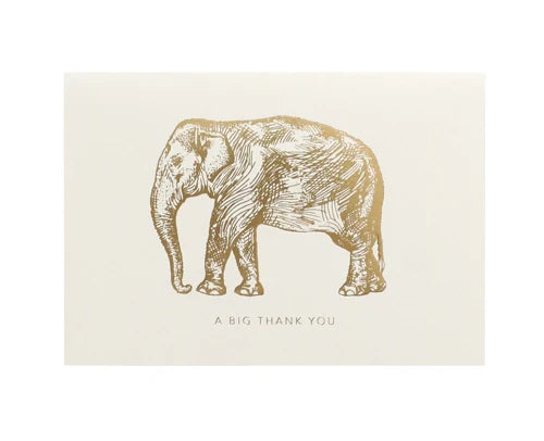 Elephant gold foil notecard with "A Big Thank You" message.