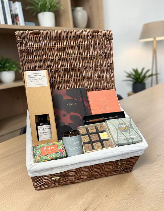 Chocolates, fudge, truffles, a candle, diffuser, soap, notebook and pen. A generous way to thank clients, colleagues, teachers and friends.